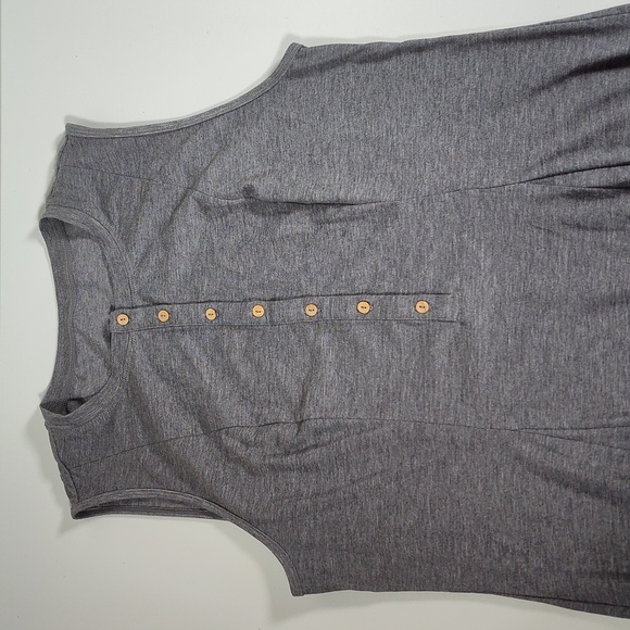 Halara Round Neck Button Sleeveless Flare Maxi Casual Dress Gray XL - Picture 7 of 12